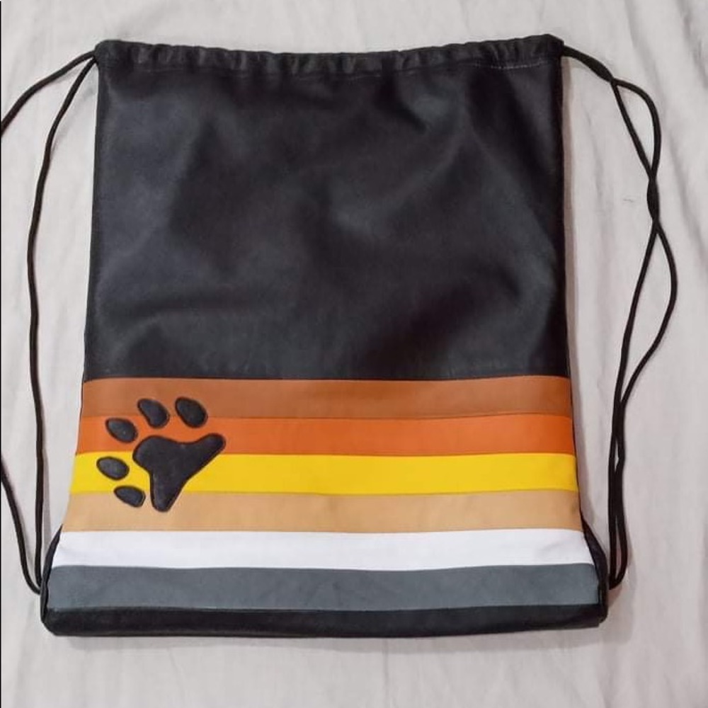 Bear flag leather gymsack backpack
